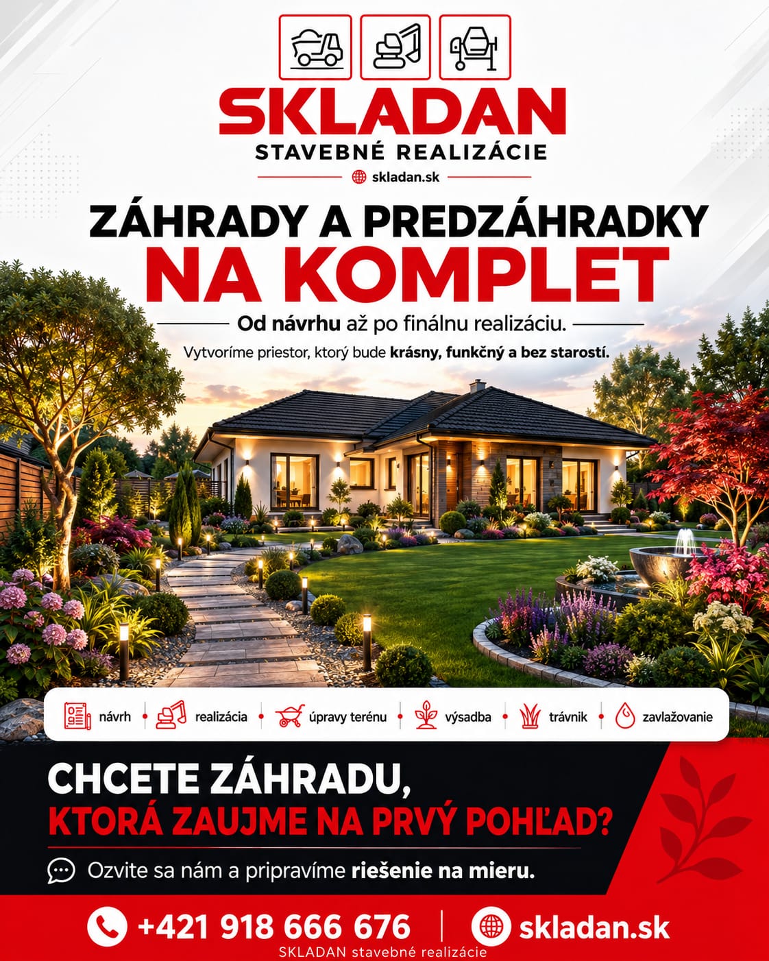 Informačný plagát - Záhrady a predzáhrady na kľúč